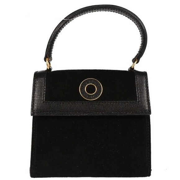 Celine Black Suede Embossed Leather Handbag - Picture 1 of 10